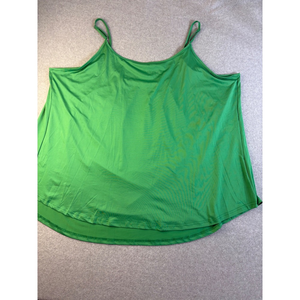 Camisole Pleated Top Green Adjustable Straps Size 7XL Stretch Solid - Picture 6 of 9